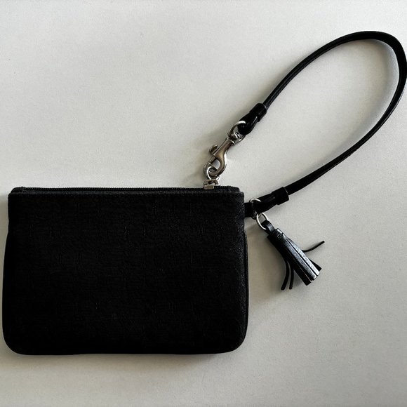 BLACK Coach Monogram Wristlet - Picture 2 of 4